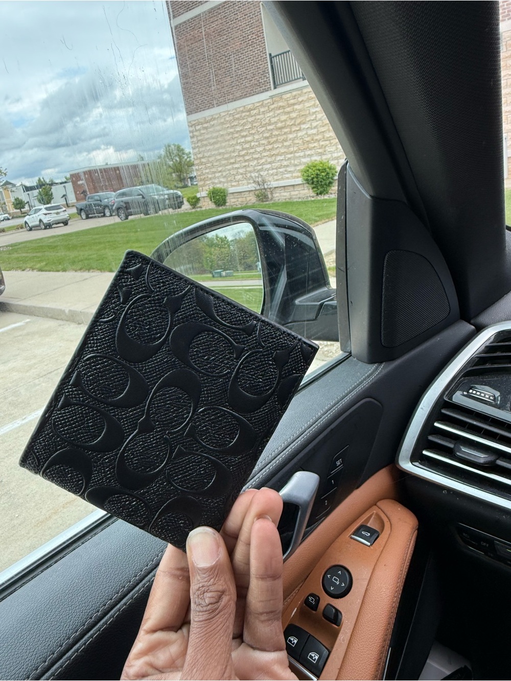 Coach Black Embossed Signature Leather Bifold Wallet slim
